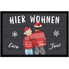 Fußmatte Weihnachten Pärchen personalisiert Namen Figuren anpassbar Geschenkidee Advent-Deko rutschfest & waschbar SpecialMe®