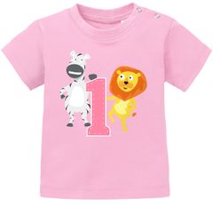 Baby T-Shirt kurzarm Babyshirt Geburtstag Eins 1 Jahr Geschenk Tiere lustig Jungen Mädchen Shirt Moonworks®