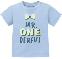Baby T-Shirt kurzarm BabyshirtMr Onederful Geburtstag 1 Jahr Geschenk Jungen Shirt Moonworks®