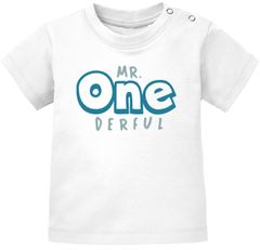 Baby T-Shirt kurzarm Babyshirt Mr Onederful Geburtstag 1 Jahr Geschenk Mädchen Shirt Moonworks®
