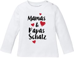 Baby Langarm T-Shirt Mama's und Papa's Schatz Babyshirt Spruch Bio Baumwolle Longsleeve Jungen Mädchen Shirt Moonworks®