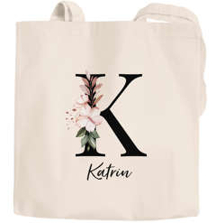 Jutebeutel Florales Design personaliseirt mit Name Buchstabe Monogramm Initiale personalisierte Geschenke Geschenkbeutel SpecialMe®