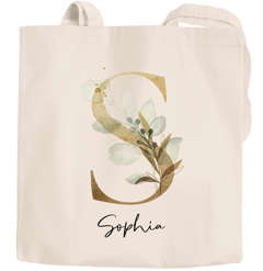 Jutebeutel personalisiert Name Buchstabe Monogramm Eucalyptus personalisierte Geschenke Geschenkbeutel SpecialMe®
