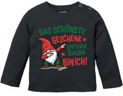Baby Langarmshirt Weihnachtsshirt Spruch Das schönste Geschenk unterm Baum bin ich Babyshirt Weihnachtsmotiv MoonWorks®