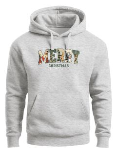 Hoodie Herren Weihnachtspulli Aufdruck Merry Christmas XMAS Kapuzen-Pullover Männer Fashion Streetstyle Neverless®