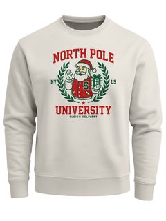 Sweatshirt Herren Weihnachtspullover College Style Schriftzug North Pole University Santa Grafik Print Fashion Streetwear Neverless®