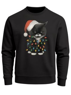 Sweatshirt Herren Weihnachtspullover mit Katze Grafik Print Weihnachtsmuffel Sweater Fashion Streetwear Neverless®