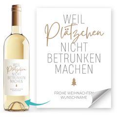 Weinetikett Weihnachten personalisierbar Wunschname Flaschenetikett Spruch Weil Plätzchen nicht betrunken machen SpecialMe®