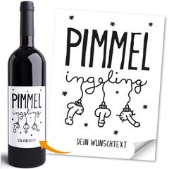 Weinetikett Weihnachten Pimmelingeling Flaschenaufkleber Lustig mit Wunschtext personalsieirt Flaschenetikett – XMAS Flaschen Deko MoonWorks®