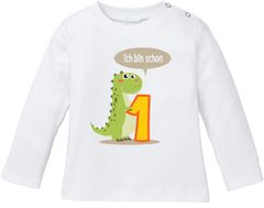 Baby Langarmshirt Babyshirt mit Aufdruck erster Geburtstag eins 1 Jahr Zahl Jungen Mädchen Shirt Moonworks®