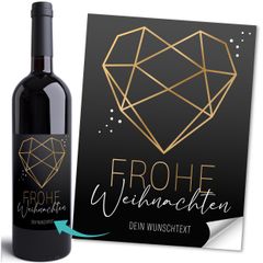 Weinetikett Weihnachten Dein Wunschtext Herz Flaschenetikett personalisierbar – XMAS Deko Wein-Flaschen SpecialMe®