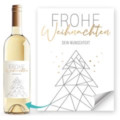 Weinetikett Frohe Weihnachten personalisierbar Wunschtext Flaschenetikett  – Flaschen XMAS Deko Special Me®