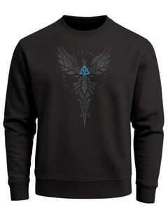 Sweatshirt Herren Munin Raven Odin Valknut Valhalla Wikinger Nordmänner Mythologie Rundhals-Pullover Neverless®