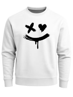 Sweatshirt Herren mit Aufdruck Motiv Smile Print Rundhals-Pullover Fashion Streetwear Neverless®