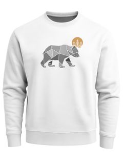  Neverless® Sweatshirt Polygon Bär Mond Outdoor Wandern Natur Print Aufdruck Fashion Streetstyle