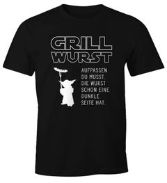 Herren T-Shirt Grill Wurst Aufpassen du musst, die Wurst schon eine dunkle Seite hat Fun-Shirt Barbecue BBQ Nerd Moonworks®