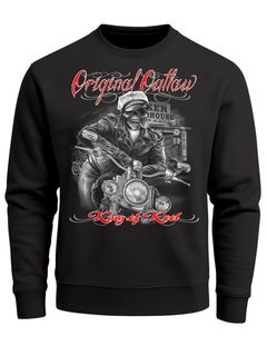 Sweatshirt Herren King Of The Road Motorrad Biker Skelett Rockabilly Neverless®