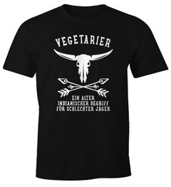 Herren T-Shirt Vegetarier - Ein alter Indianischer Begriff für schlechter Jäger Fun-Shirt Grillen BBQ Barbecue Tee Jagd Moonworks®