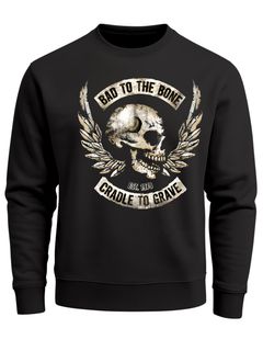 Sweatshirt Herren Biker Totenkopf Skull Wings Rundhals-Pullover Neverless®