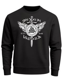 Sweatshirt Herren See you in Valhalla Schwert Runen Odin Vikings Rundhals-Pullover Neverless®