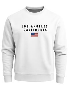 Sweatshirt Herren Bedruckt Schriftzug California Los Angeles USA Amerika Flagge Rundhals-Pullover Neverless®