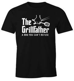 Herren T-Shirt The Grillfather Grillbesteck Fun-Shirt für Männer und Paten Geschenk lustig 100% Baumwolle Moonworks®