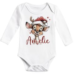 Baby Body langarm Rentier Elch Kuh Tiere Weihnachten XMAS Outfit Bio-Baumwolle Jungen & Mädchen SpecialMe®