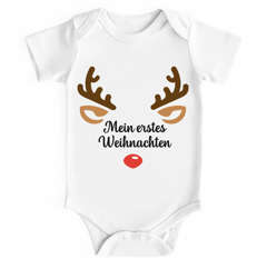 Baby Body kurzarm Rentier Rudolf XMAS Print Weihnachtsoutfit Newborn Einjährige Jungen & Mädchen Bio Baumwolle MoonWorks®