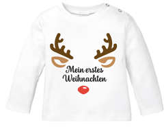 Baby Langarmshirt Rentier Rudolf XMAS Print Weihnachten Babyshirt Weihnachtsoutfit Newborn Einjährige MoonWorks®