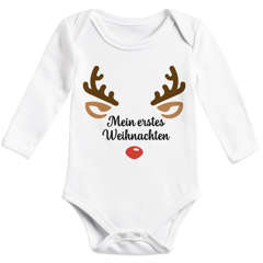 Baby Body langarm Weihnachten Rentier Rudolf XMAS Print Weihnachtsoutfit Newborn Einjährige Jungen & Mädchen Bio-Baumwolle MoonWorks®