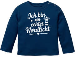 Baby Langarmshirt Spruch lustig Ich bin ein echtes Nordlicht Grafik Print Nordisch Maritim Jungen Mädchen Babyshirt Moonworks®