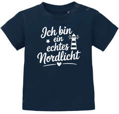 Baby T-Shirt kurzarm Spruch lustig Ich bin ein echtes Nordlicht Grafik Print Nordisch Maritim  Jungen Mädchen Babyshirt Moonworks®
