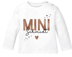 Baby Langarmshirt Schriftzug Mini personalisiert mit Familienname Wunschname Geschenk Geburt Taufe Jungen Mädchen SpecialMe®