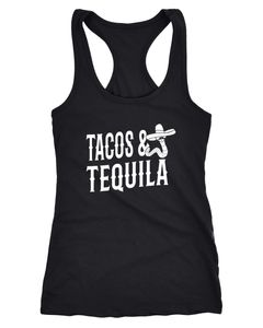 Damen Tanktop Tacos & Tequila Wurm Sombrero Tequilla Mexikanisch Racerback Moonworks®
