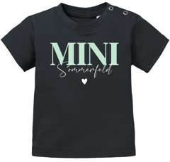Baby T-Shirt kurzarm im Mini Me Style personalisiert mit Wunschname Familienname Geschenkidee Geburt Taufe Bio Baumwolle SpecialMe®