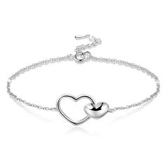 Damen Armband 925 Sterling Silber Doppel-Herz Armkette Ankerkette Geschenkbox Autiga®