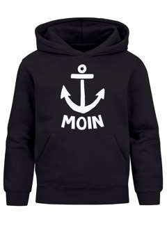 Kinder Hoodie Jungen Anker Motiv Spruch lustig Nordisch Maritim Moin Jungengeschenke Moonworks®