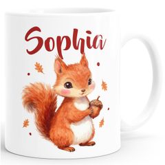 Kinder-Tasse Kunststoff Eichhörnchen Tiermotive personalisierte Namenstasse für Kinder Jungen Mädchen SpecialMe®