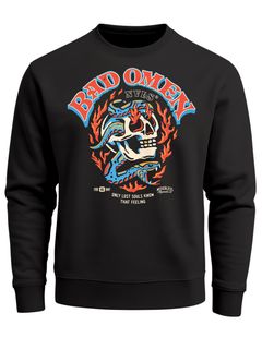Sweatshirt Herren Print Skull Totenkopf Grafik Biker Design Rundhals-Pullover Fashion Streetwear Neverless®