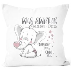 personalisierbares Kissen zur Geburt Geburtskissen Namenskissen Geschenk Mädchen - Kissen-Bezug ohne Füllung SpecialMe®