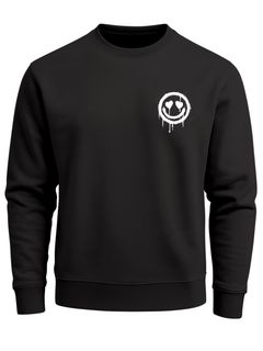 Sweatshirt Herren Motiv Drip Face Drippy Smile Herz-Augen Lächeln Graffiti Rundhals-Pullover Streetwear Neverless®