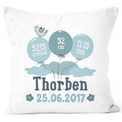 personalisierbares Kissen zur Geburt, Geburtskissen, Namenskissen Geschenk Geburt Baby SpecialMe®