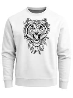 Sweatshirt Herren Tiger Boho Zentangle Bohamian Atzec Federn Traumfänger Rundhals-Pullover Neverless®