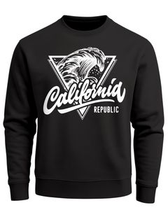 Sweatshirt Herren California Republic Surfer Print Welle Wave Surf Rundhals-Pullover Neverless®