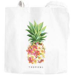 Jutebeutel Ananas Blumen Pineapple Flowers Tropical Summer Paradise Baumwolltasche Stoffbeutel Autiga®