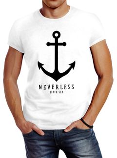 Herren T-Shirt Anker Nautical Sailor Segeln Slim Fit Neverless®