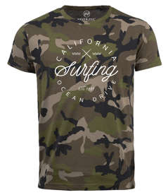 Herren Camo-Shirt California Surfing Ocean Drive Summer T-Shirt Camouflage Tarnmuster Neverless®