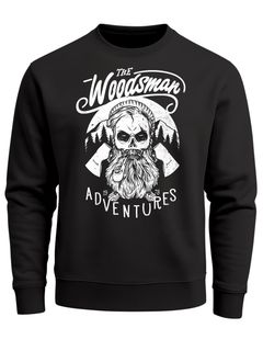 Herren Sweatshirt Lumberjack Woodsman Hipster Bart Skull Totenkopf Pullover Männer Neverless®