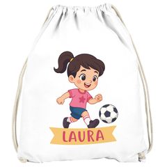 Kinder Turnbeutel Fußball Design Comicstil personalisierte Geschenke Mädchen Lieblingshobby Sport MoonWorks®