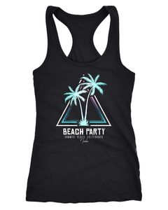 Damen Tank-Top Sommer-Shirt Palmen Beach Party Party-Shirt Slim Fit Racerback Neverless®